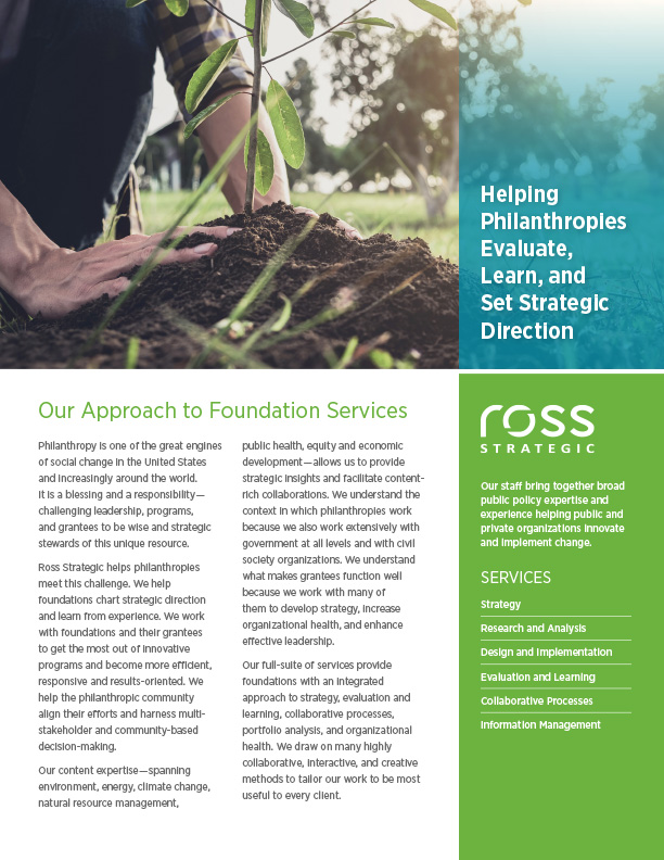 Cover image of fact sheet titled Helping Organizations Reach Their Full Potential: Our Approach to Strategic Planning