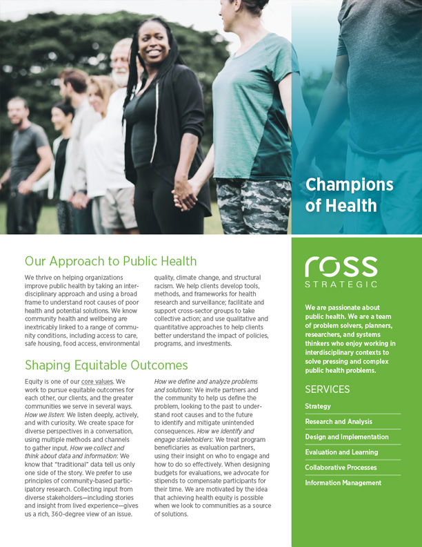 Cover image of fact sheet titled Champions of Health
