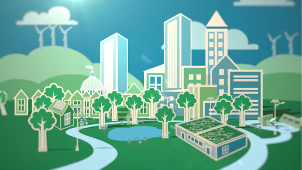 Illustration of vibrant, healthy city